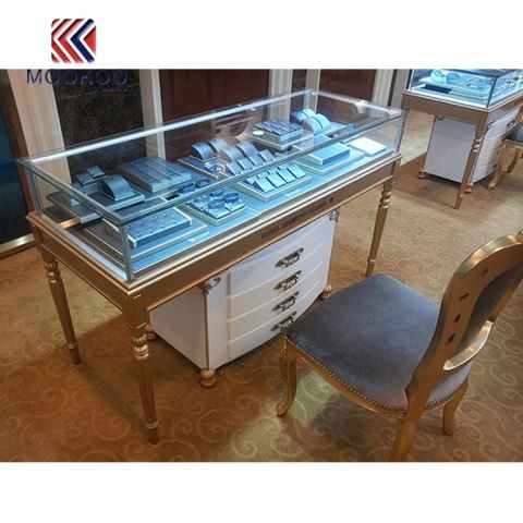 Gabinete de contador de jóias com armazenamento no fundo