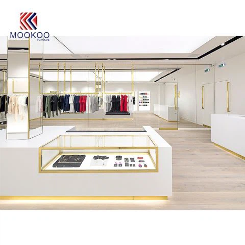 Mobília de alto nível personalizada da loja de exposição de roupas de Ladi da decoração com luzes da China