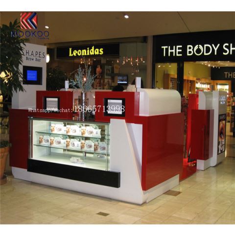 Vitrine comercial de cosméticos vermelhos